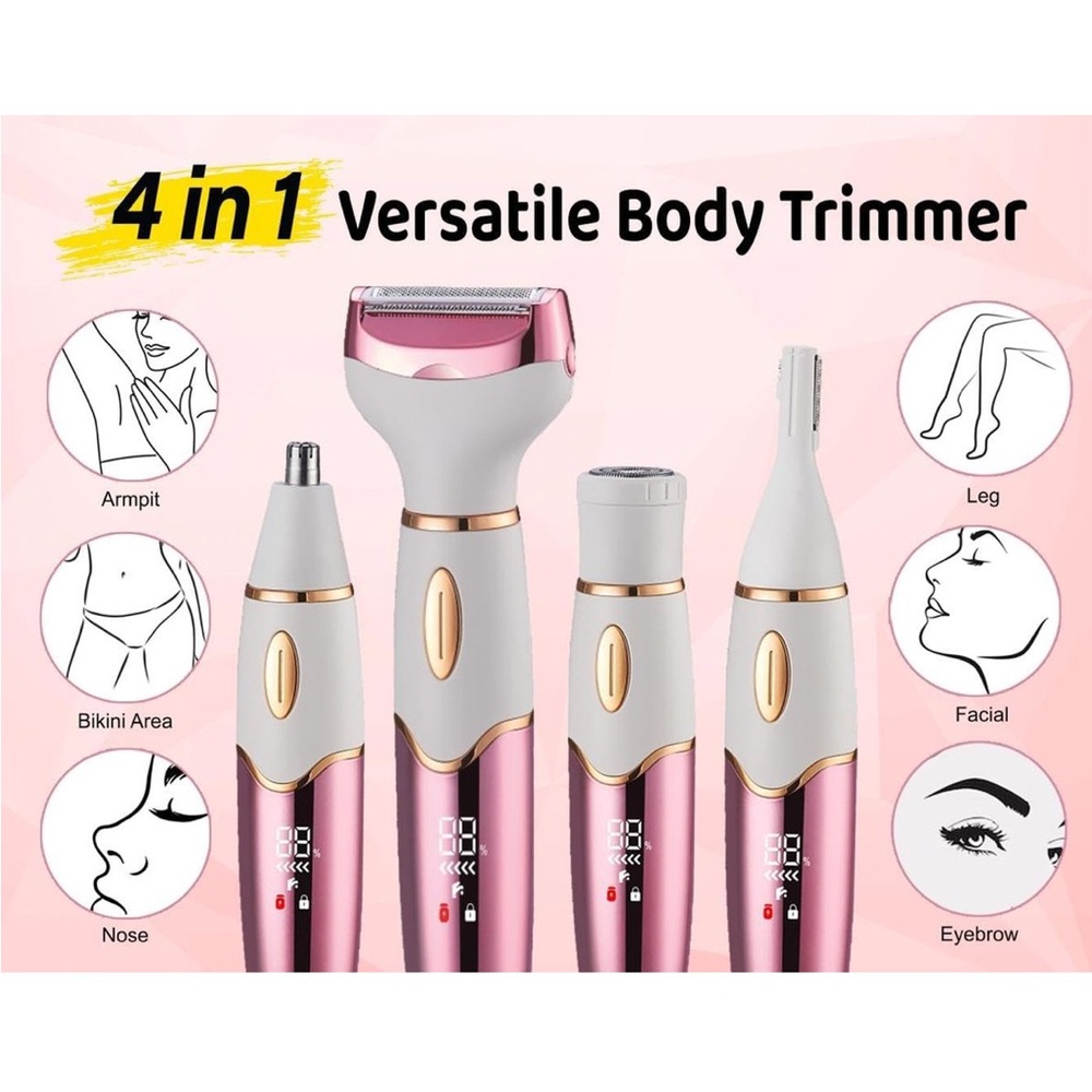 Bikini Trimmer Rechargeable Waterproof Body Face Nose Brow Groomer 4 in 1 NEW - Picture 2 of 9